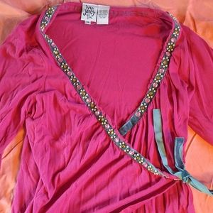 Fuschia cross wrap top Md